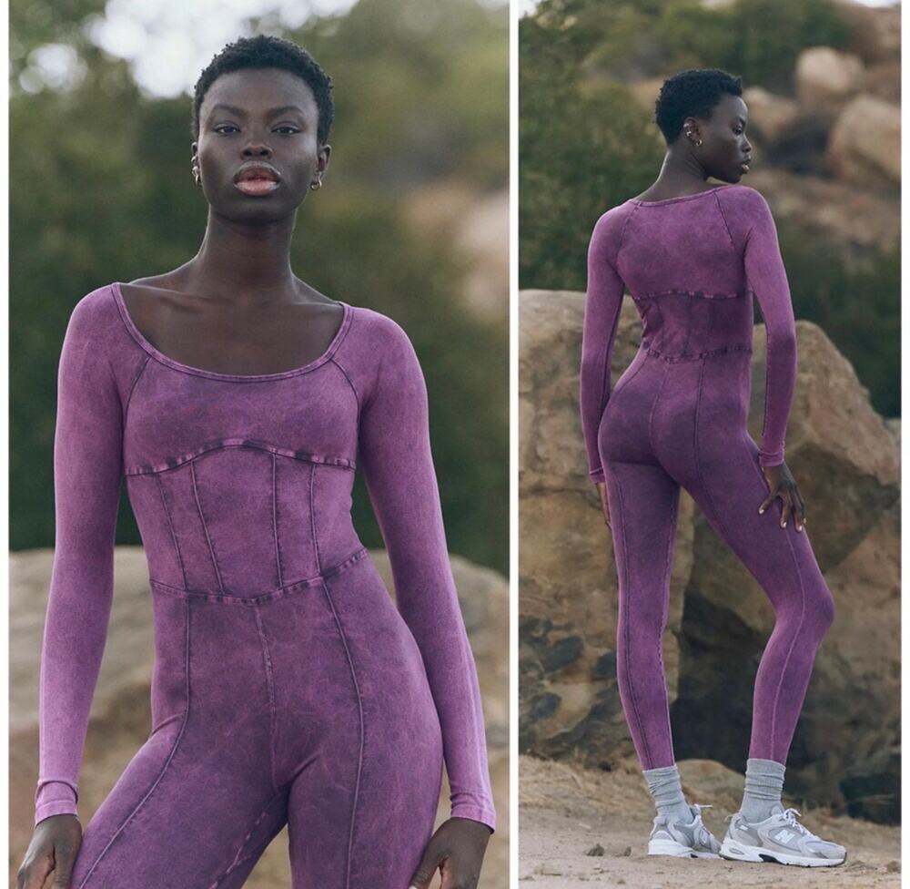 NWOT FP Movement by Free People Good Karma Corset Onesie Washed Black Tea